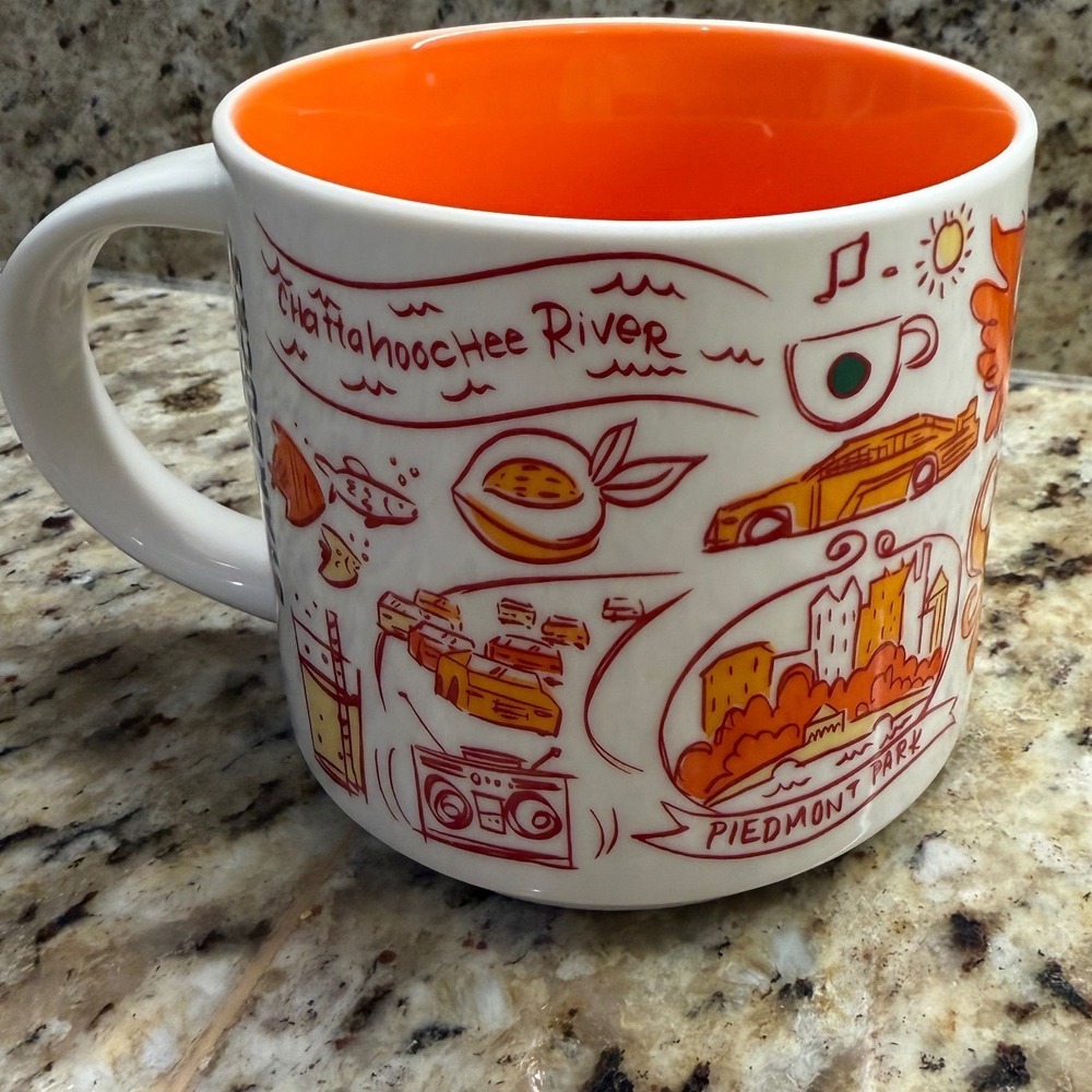 Starbucks Been There Series Atlanta Coffee Mug 14oz Orange White Tea Cup 2018 - Picture 4 of 10